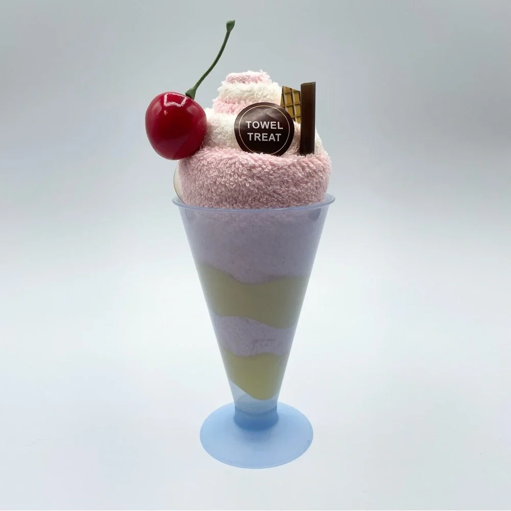 pink strawberry ice cream cotton microfiber bath hand face towel treat
